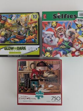 BUNDLE 3 x Cats Jigsaw Puzzle Buffalo Ceaco Master Pieces Cat Lover